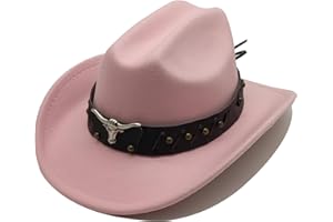 Willheoy Kids Cowboy Hat for Girls Boys Western Cowgirl Hat with Buckle Belt Unisex Wide Brim Fedora Hat Dress Up Costume