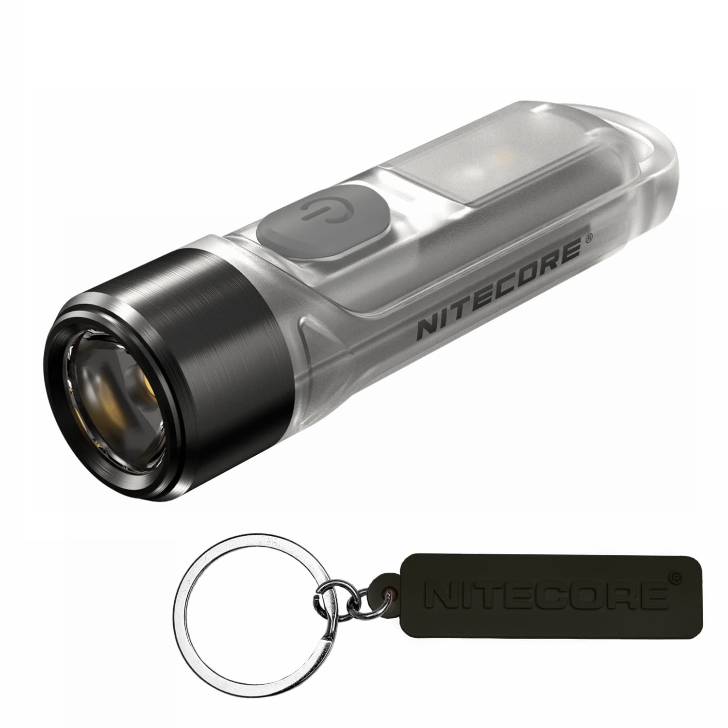 Nitecore Tiki UV 365nm Ultraviolet Flashlight LED Light USB-C Rechargeable EDC Keychain Tag, White,Transparent
