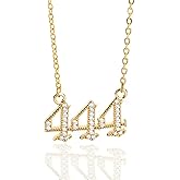 Nayaboo 14k Gold Angel Number Necklace, Dainty Pendants Necklace for Women, 111 222 333 444 555 666 777 888 999 Personalized Number Chain