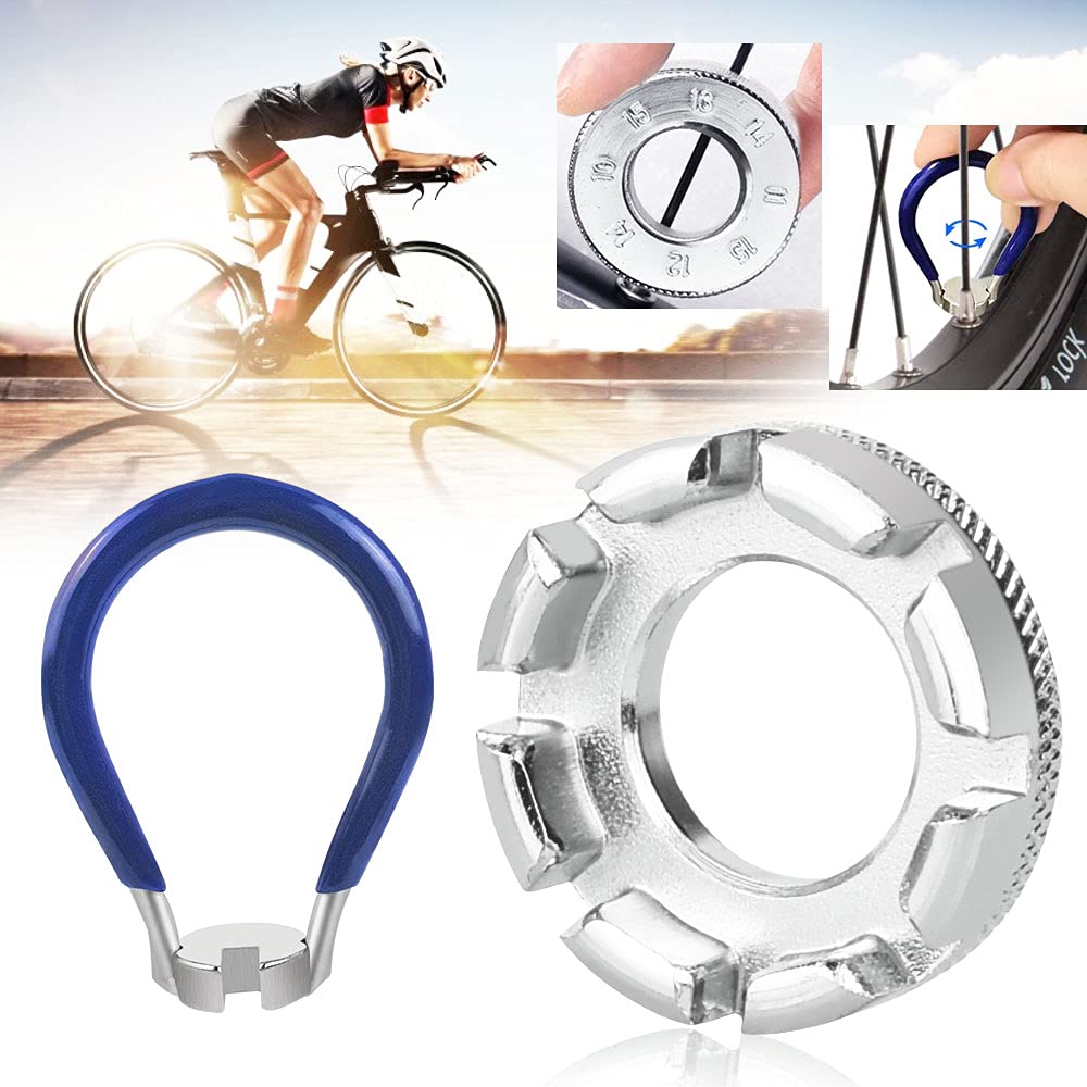 BUENTYA 2 Pcs Bicycle Spoke Wrench 6 in 1 Bike Spokes Spanner 8 Way Bicycle Spoke Tightener 14g Classic Bicycle Wheel Spoke Wrench Spoke Key Tool Bike Rim Correct Kit to Adjust Spoke for Bicycle