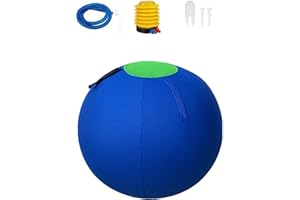 FIQAPJ 30" Oversized Lawn Play Ball - Cobalt Blue - Giant Kickball & Bounce Ball - Double-Layer (Rubber Bladder + Canvas Cover) w/Foot Pump (Blue and Green)