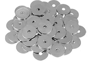 HELIFOUNER 50 Pieces 1/4" Stainless Flat Washers, 1" Outside Diameter, 0.055" Thickness, 18-8 (304) Stainless Steel Washers, Metal Washers, Fender Washers, Flat Washers for Bolts Screws
