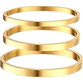 MARYLAX Gold Bangle Bracelets for Women, Trendy Dainty 14K Gold Plated Oval Bangles Bracelet for Women, Stackable Friendship Bracelets Love Bangle Christmas Birthday Gifts