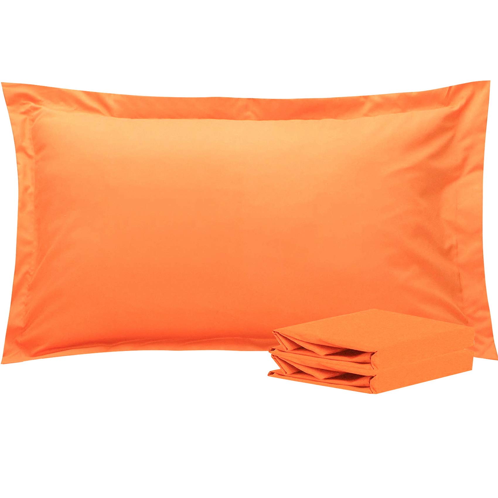 NTBAY 2 Pack 100% Brushed Microfiber Oxford Pillowcases, 1800 Super Soft and Cozy, Wrinkle, Fade, Stain Resistant King Oxford Pillow Cases | Hotel Quality Pillow Shams, 50x90 cm, Orange