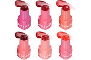 LINGYUN 6 Colors Cooling Water Jelly Tint/Blush,Love Stick(Poppy Pink+Coral+Berry+Red+Light Pink+Candied Orange) Multi-Use Juicy Jelly Lip+Cheek Tint Creates A Moist Watercolor Finish-1,000+ Swipes Per Stick