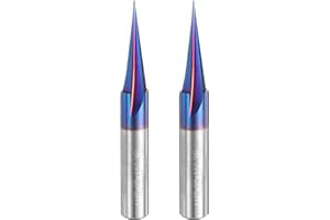 uxcell 2 Pcs 15 Degree V Groove Engraving Router Bits for CNC Tip and 3 Flutes 1/4 Inch Shank Carving Bit Nano Coated Carbide