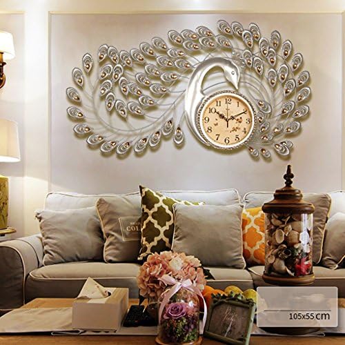 WEEDAY Peacock Mute Cross Section Wall Clock, metal Shell/glass Mirror/frosted glass Dial/AA carbon battery(not included) Clock and watch -by TIANTA (Color : #3)