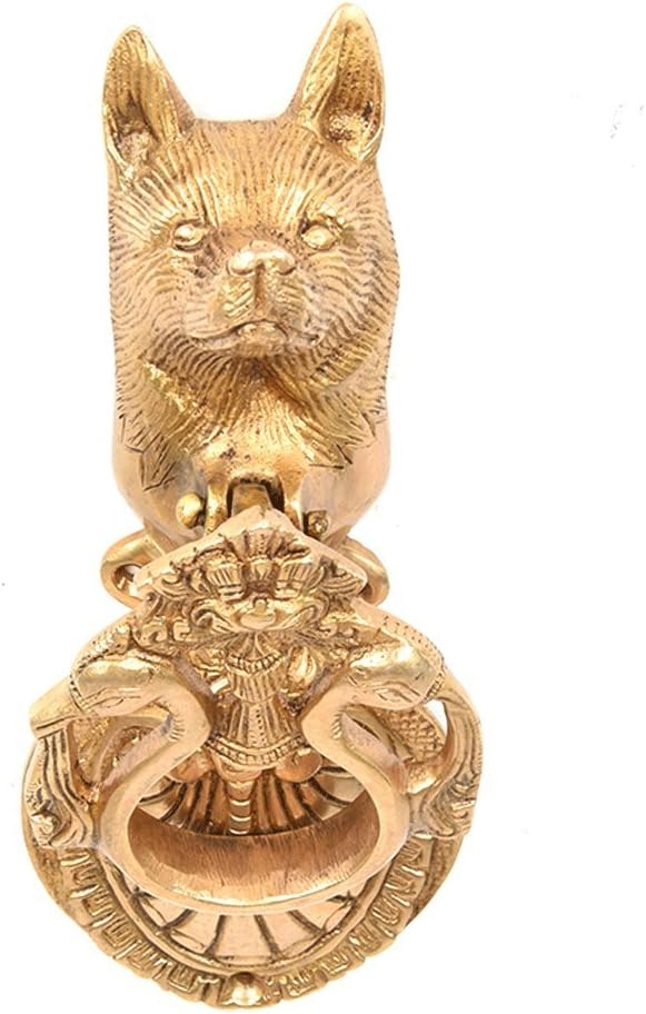 IndianShelf Handmade Decorative Antique Look Brass Multicolor Wolf Two Peacocks Door Knocker