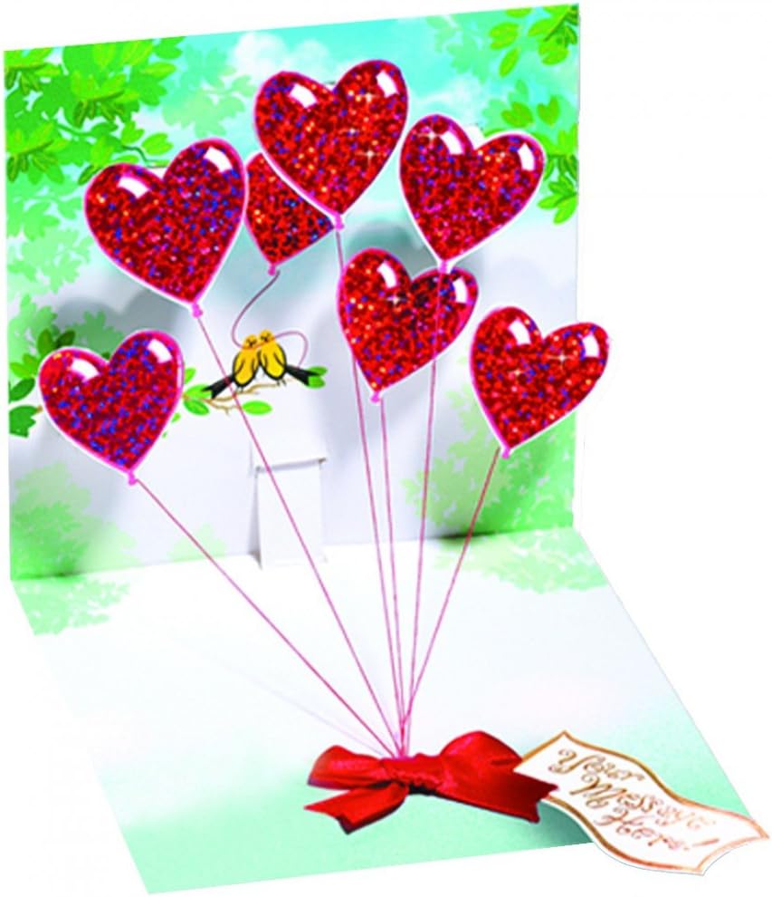 1 X HEART BALLOONS - Up With Paper - Pop-Up Greeting Card #618