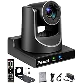 Prisual 5th Gen AI Auto Tracking PTZ Camera, 20X Optical Zoom, Broadcast Ready, PoE, 3G-SDI, HDMI, USB 3.0, LAN, Free NDI Upgrade for Church Worship, Education, Live Streaming