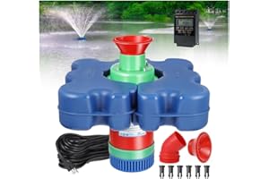Pinboer Pond Fountain Aerator with Time Controller-15000 GPH,110V 1HP 750W Floating Fountain Aeration System for Large Ponds,Aerating Fountain Pump for Outdoor Ponds & Lakes with 15A/100FT Power Cord