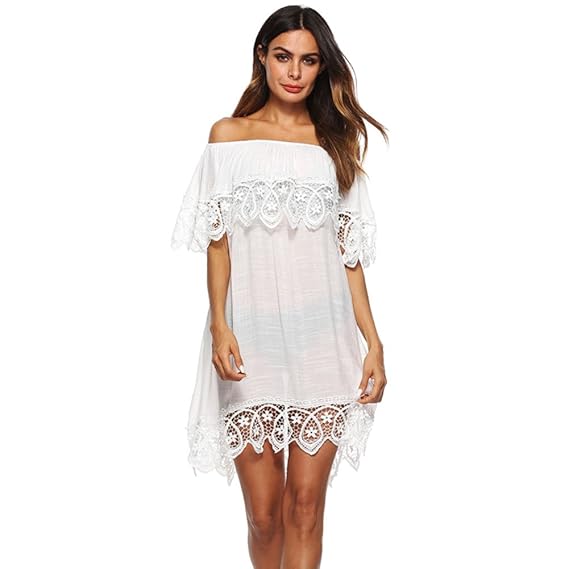 Ibaste Femme Robe Plage Bustier Eté Epaule Dénudée Dos Nu