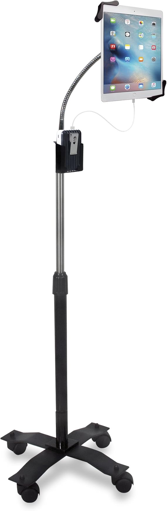 HeightAdjustable Rotating Tablet Floor Stand with Gooseneck