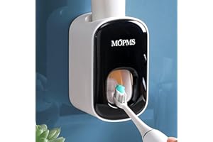 MOPMS Toothpaste Dispenser Wall Mounted for Bathroom Automatic Toothpaste Squeezer for Kids and Adult (Black-1Pcs)