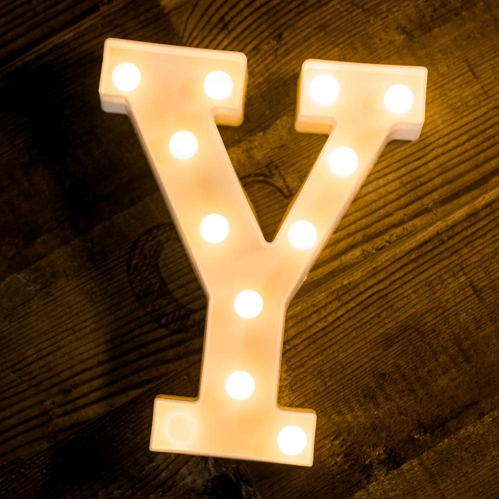 FoakyLED Letter Lights Sign Marquee Light Up Letters Sign for Night Light Wedding/Birthday Party Battery Powered Christmas Lamp Home Bar Decoration(Y)