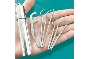 Portable Reusable Stainless Steel Toothpicks Pocket Set with Holder - Ideal for Outdoor Picnic, Camping & Traveling,Silver