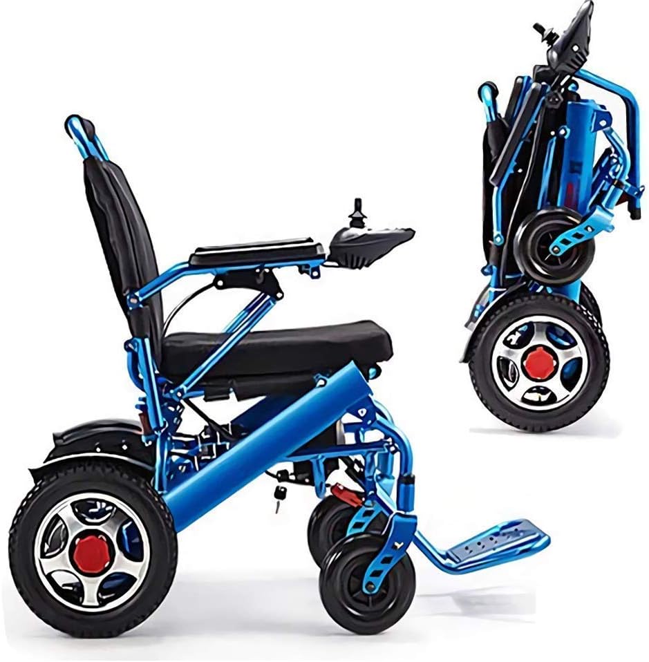 KAD Electric Wheelchair Foldable Electric Power Wheelchairs Aluminum Alloy Electric Wheelchair Folding Light One Button Folding Smart Wheelchair gj