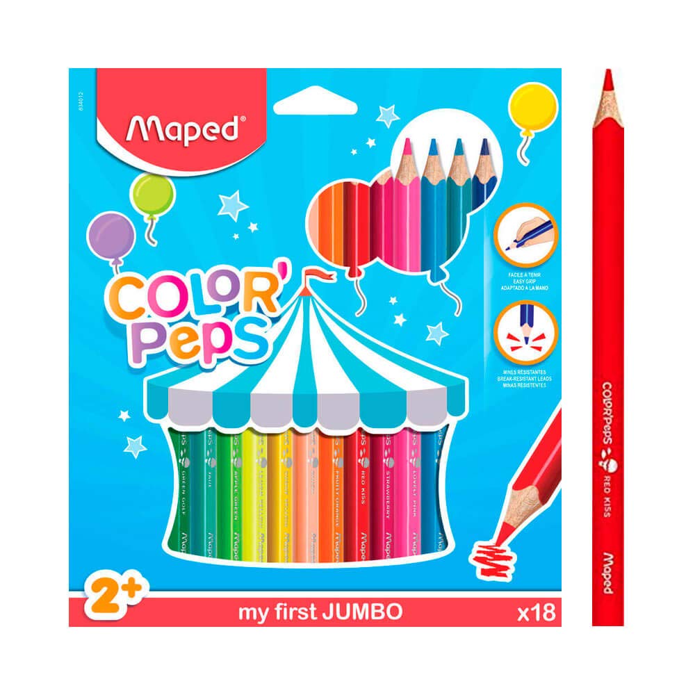Maped 834012 my first triangular coloured pencils, Colour'Peps, Jumbo, 18 pieces