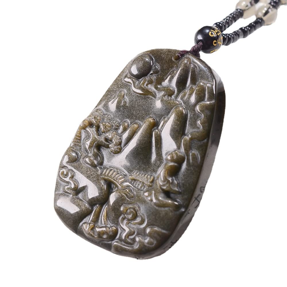 Natural Gold Obsidian Black Obsidian Mountain Water Carving Stone Quartz Crystal Collection Healing