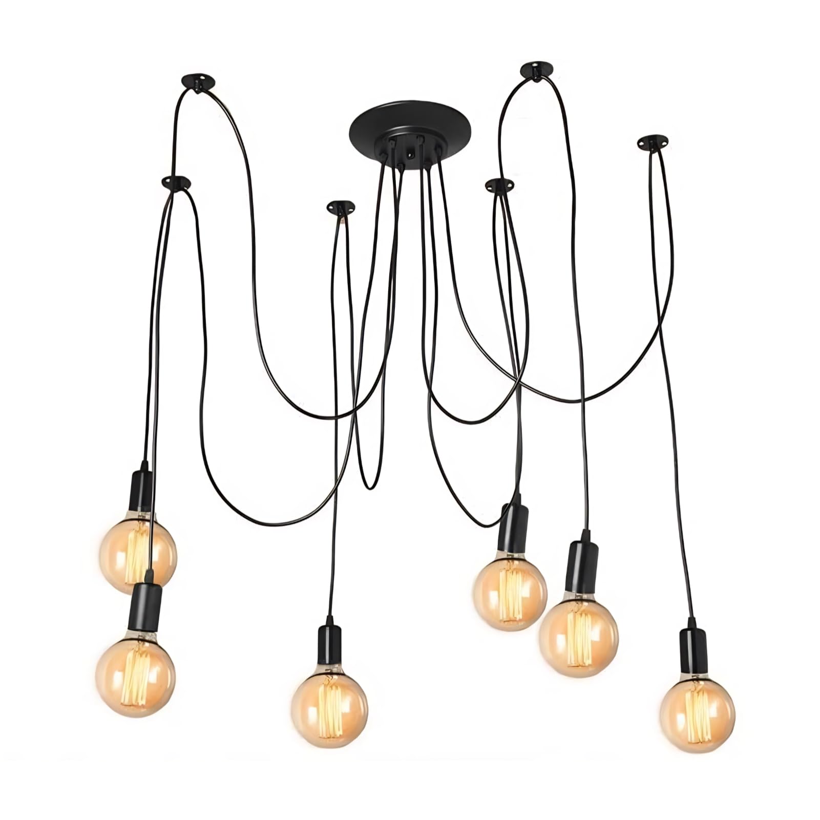 Spider 6 Arms Retro Pendant Vintage Spider Chandelier Bedroom Lamp Industrial Ceiling Light Pendant for Bedroom Living Room Dining Room Hotel Bar