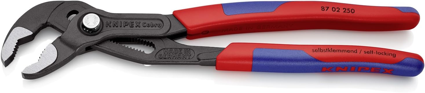 KNIPEX Cobra Water Pump Pliers, 250 mm, Nuts to 46 mm, Pipes to 52 mm, Self-Locking, Fine Adjustment by Button Push - Image 3