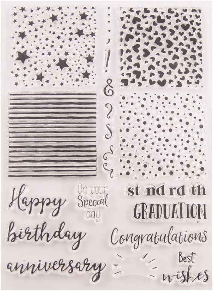 Chuxioner Happy Birthday Heart Clear Stamps for Card Making Decoration and Scrapbooking