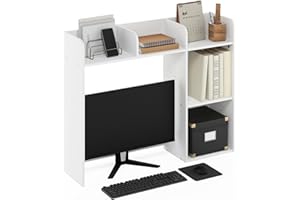 Furinno Classic Desk Shelf, 5-Shelf Desktop Hutch, Book Shelf, 3-Tier Desk Organzier, for Office Supplies, Office Desk Accessories, for Home Office, College, Dorm, White