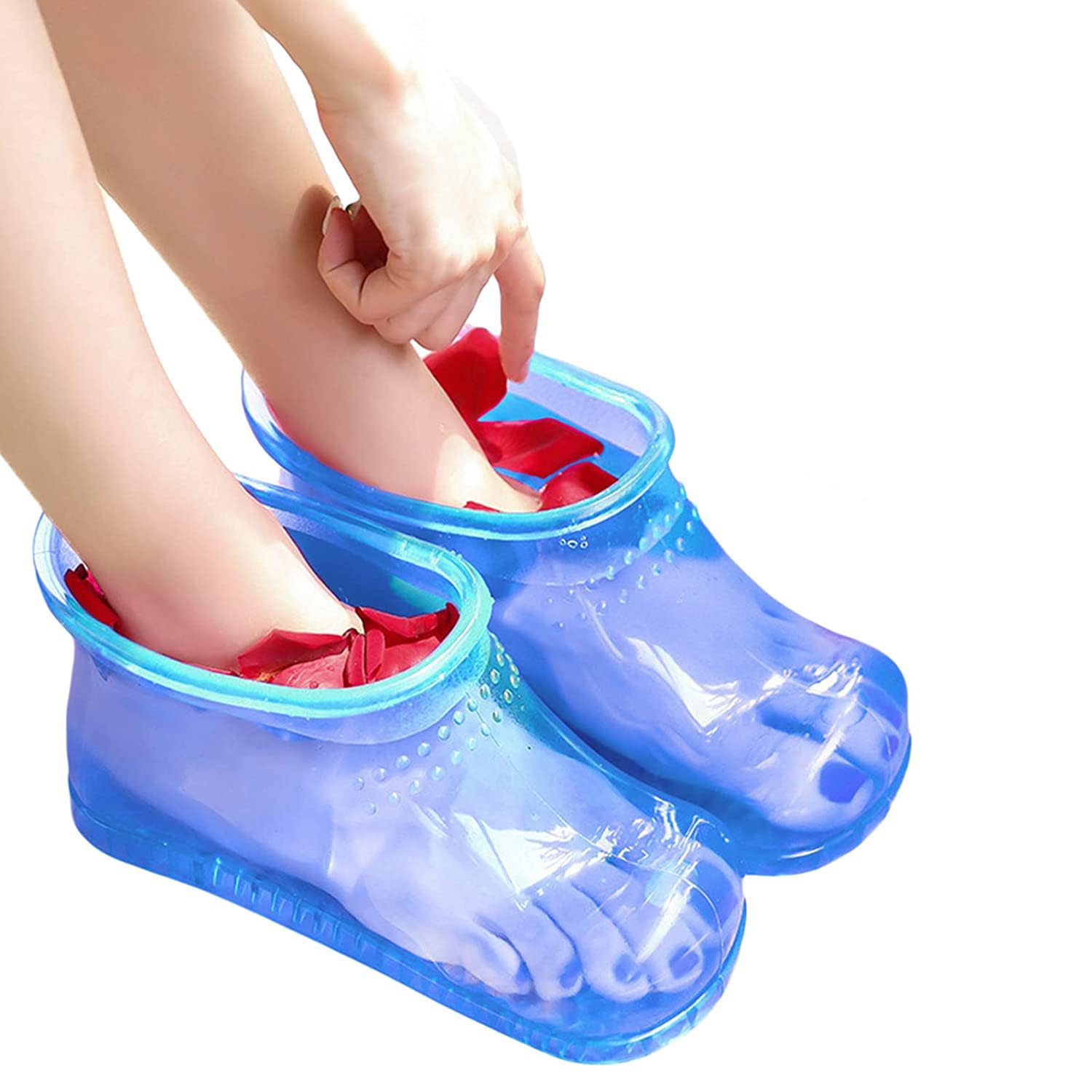 WMHYLYH WMHYLYH Movable Foot Soaker, Portable Feet Soaking Tub Massage Foot Bath Shoes, Bath Massager Basin Pedicure Feet Spa Shoes for Thermal Massage to Promote Blood Circulation (Medium, Blue)