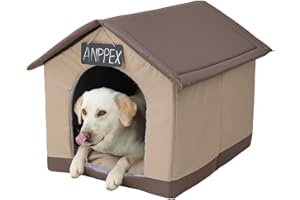 ANPPEX Dog House Indoor,Large Inside Dog House with Removable Cushion,Enclosed Warm Dog Bed,2XL Size for Large Dogs,Brown