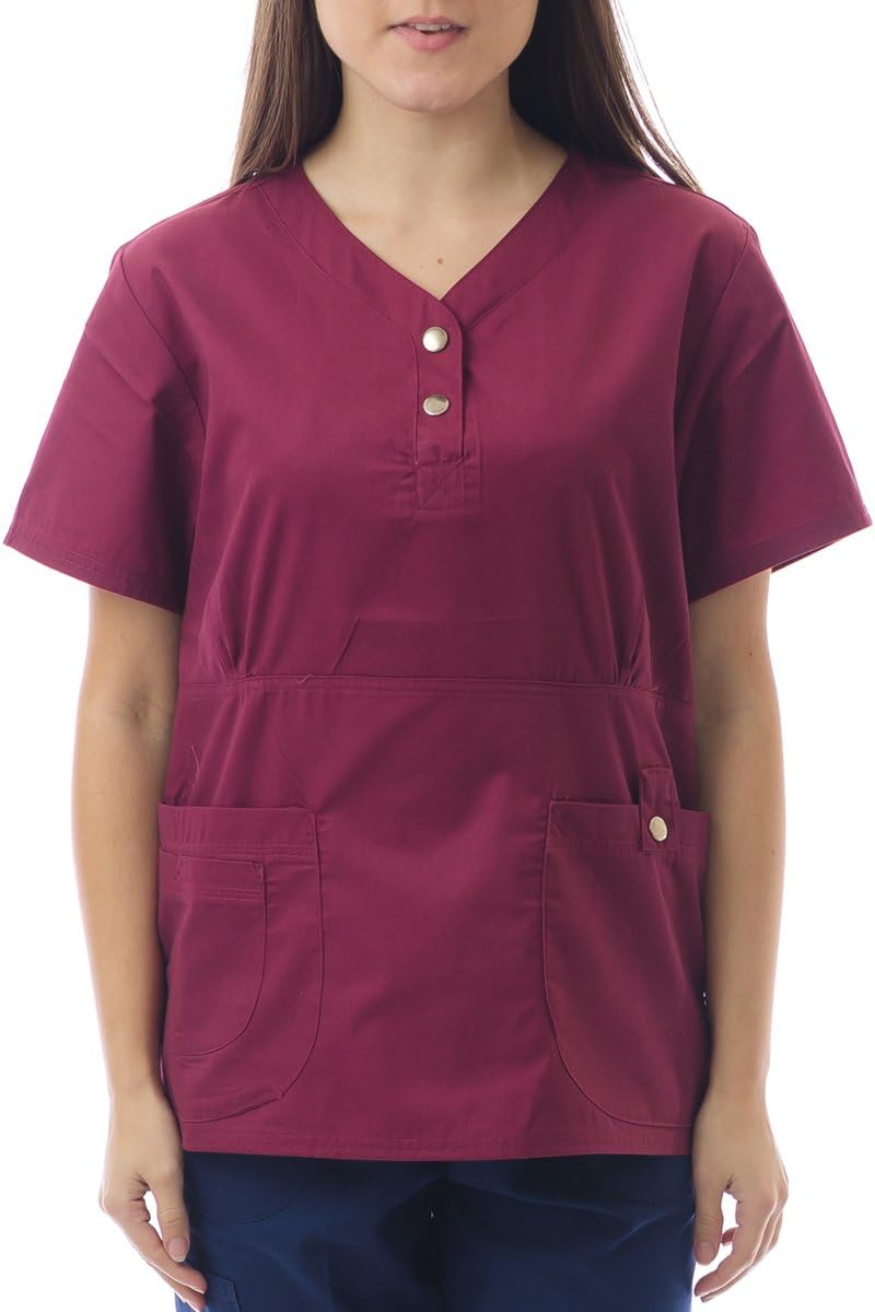 Hey Women's Henley Snap Baby Twill Scrub Top