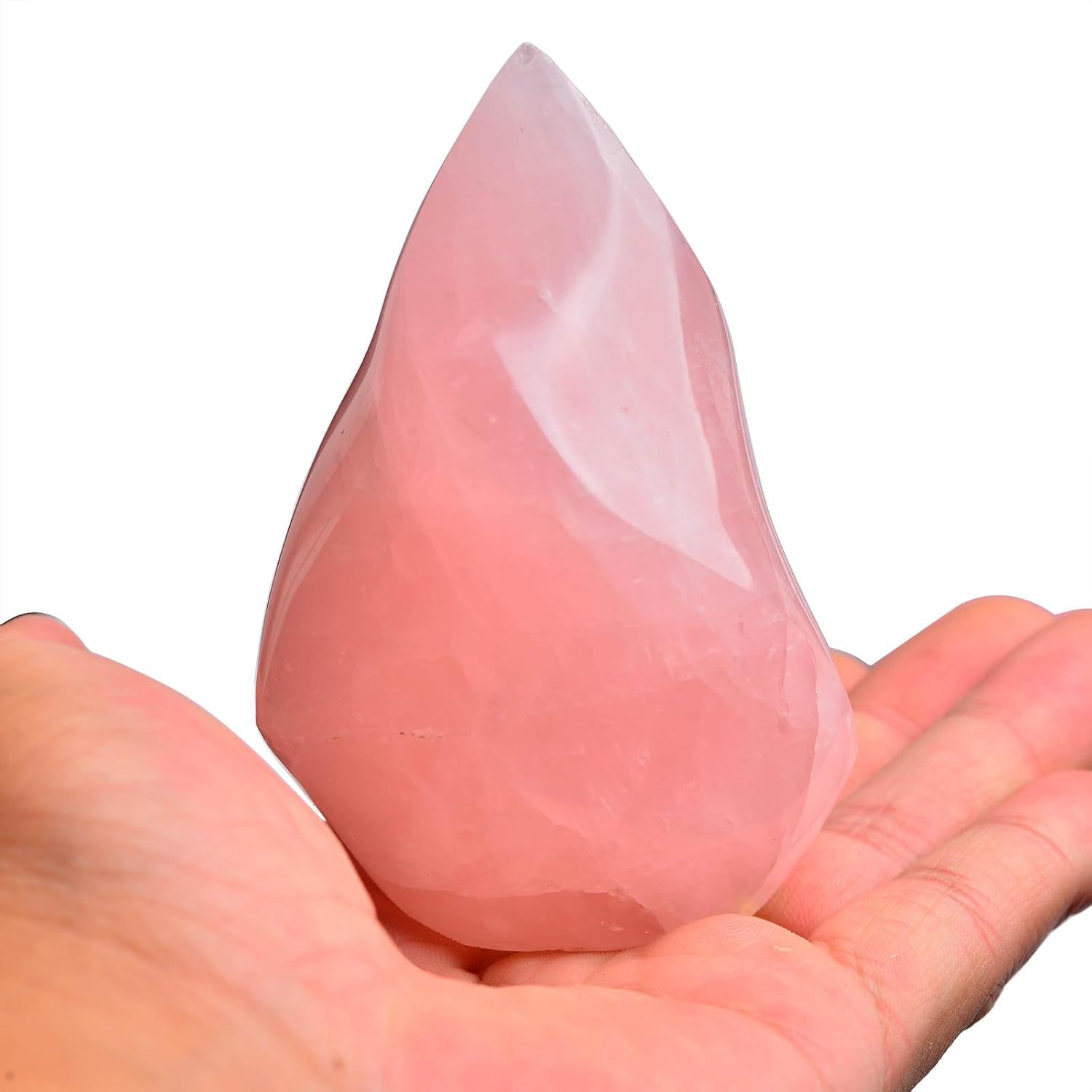 Indoor Fountains & Accessories - AMOYSTONE Big Rose Quartz Flame Standing Healing Crystal Tower Energy Meditation Crystal Decoration for Home Witchcraft 0.6-1.0LB
