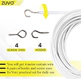 Zuvo White Net Curtain Wire with Hooks and Eyes 3 m Extra Strong Kit view 6