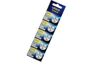Pack of 5 Rechargeable LIR2032 Batteries 3.6V Lithium Coin Cell Batteries for Watches Toy Remotes Control Calculators