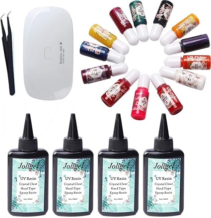 400ml resina uv cristalina transparente con conjunto de pigmento liquido de color solido lampara uv plegable pinzas kit de resina para hacer