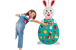 AUDWON DIY Easter Bunny, Toddler Easter Felt Board Decorations for Home, Kids DIY Rabbit Crafts with Easter Egg and Bunny Detachable Puzzle Ornaments, Easter Wall Hanging Decoration Games Party Favors (Red)