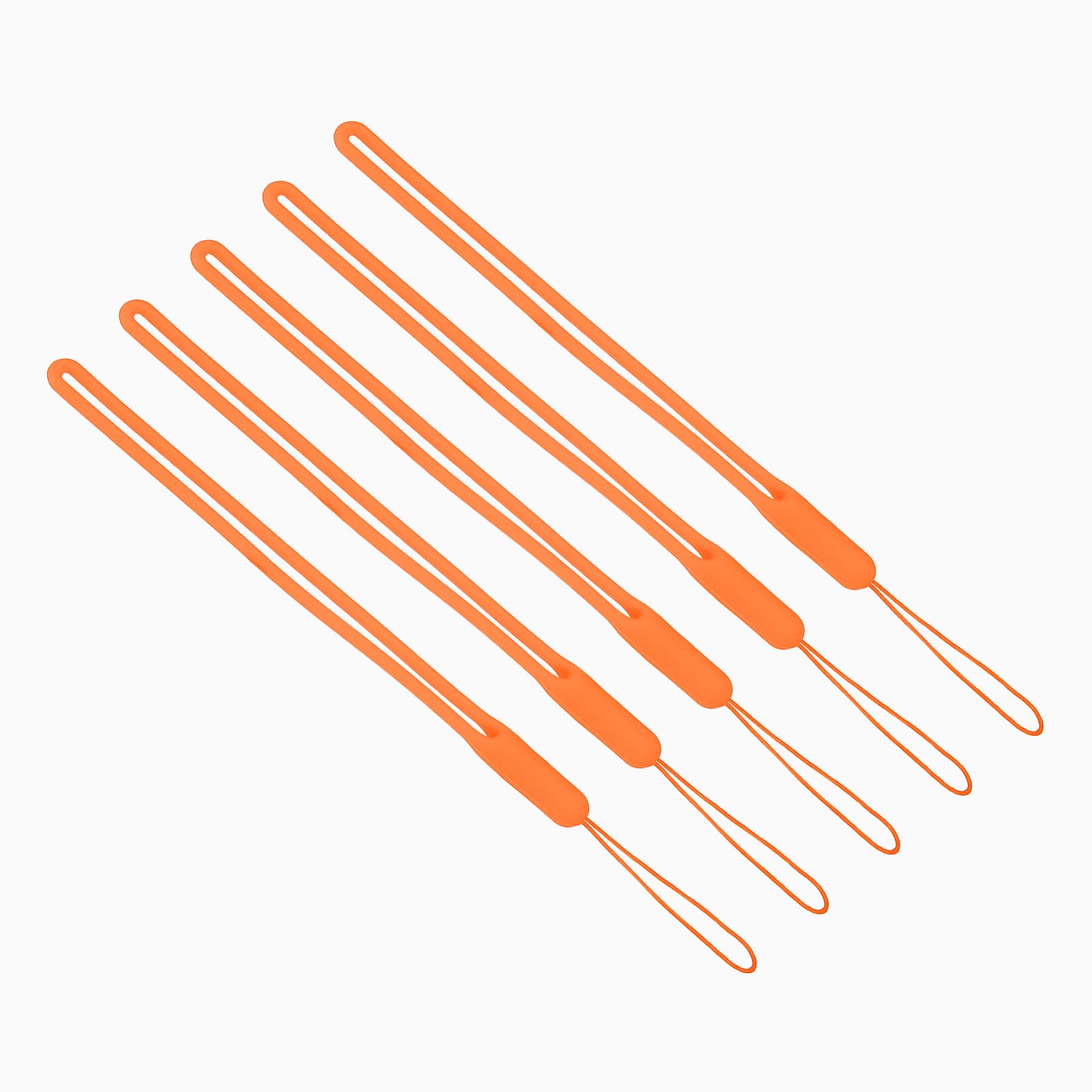 PATIKIL 19cm Wrist Strap Lanyards, 5 Pcs Silicone Short Soft Neck Lanyard Hand Wristlet String Badge Lanyard for Cellphone USB Key Chain Camera, Orange