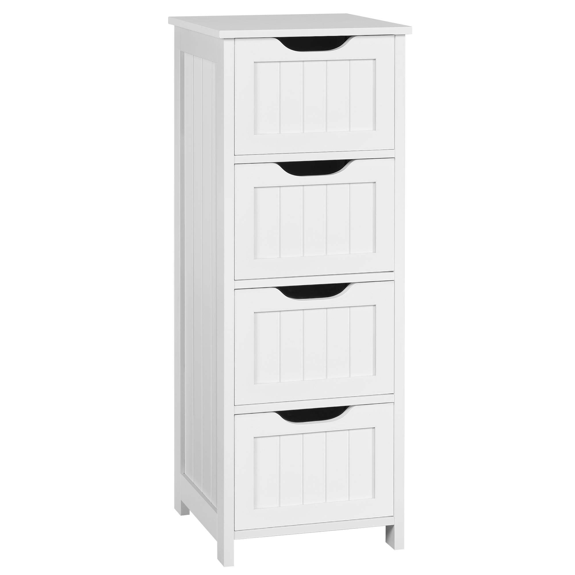 Yaheetech Bathroom Floor Cabinet, Wooden Side Storage Organizer, 4 Drawers Free-Standing Cabinet for Bathroom/Hallway/Living Room, White