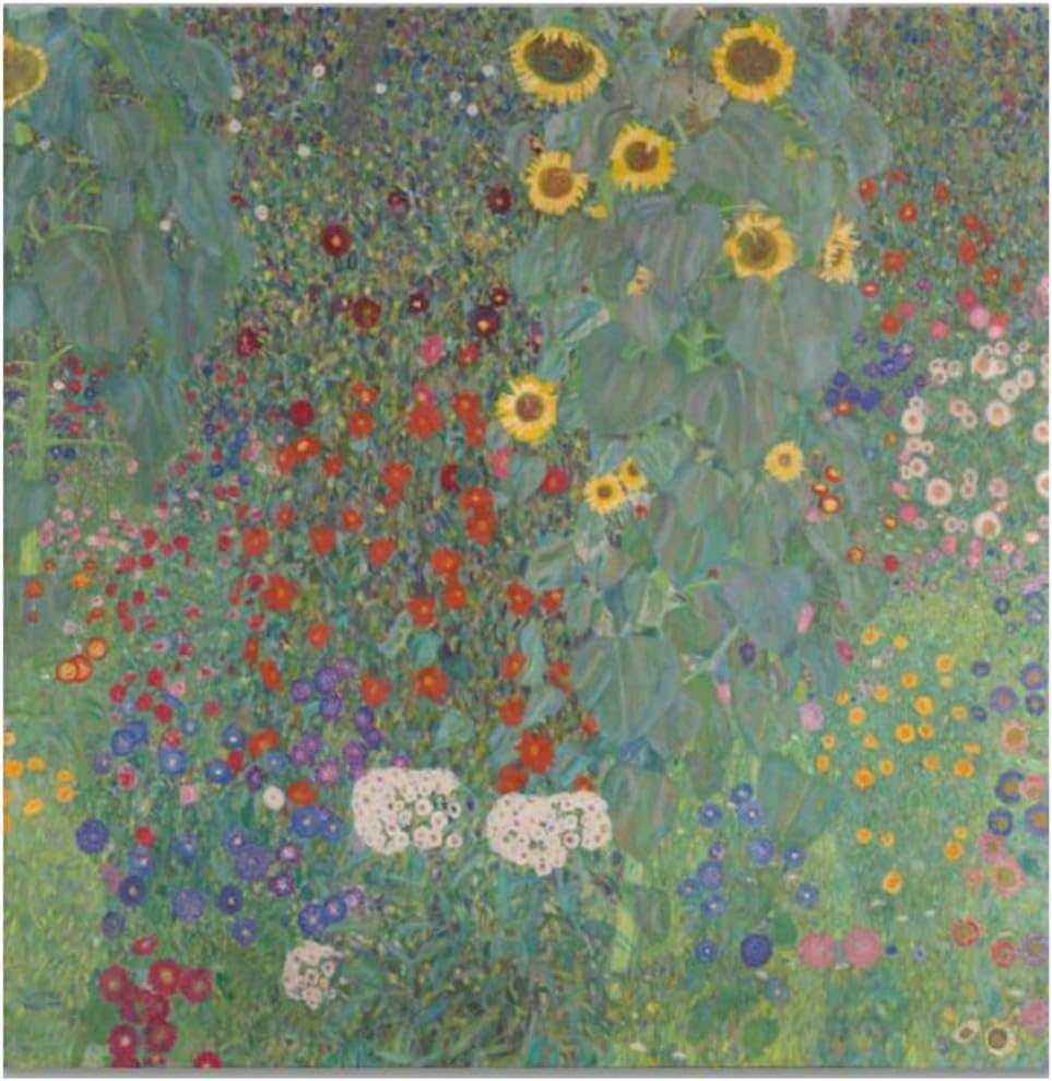 LIPENGYU Canvas Paintings Gustav Klimt Reproductions Farm Garden with Sunflowers Canvas Art Prints Home Wall Decorative Pictures 15.7”x15.7”(40x40cm) No Frame
