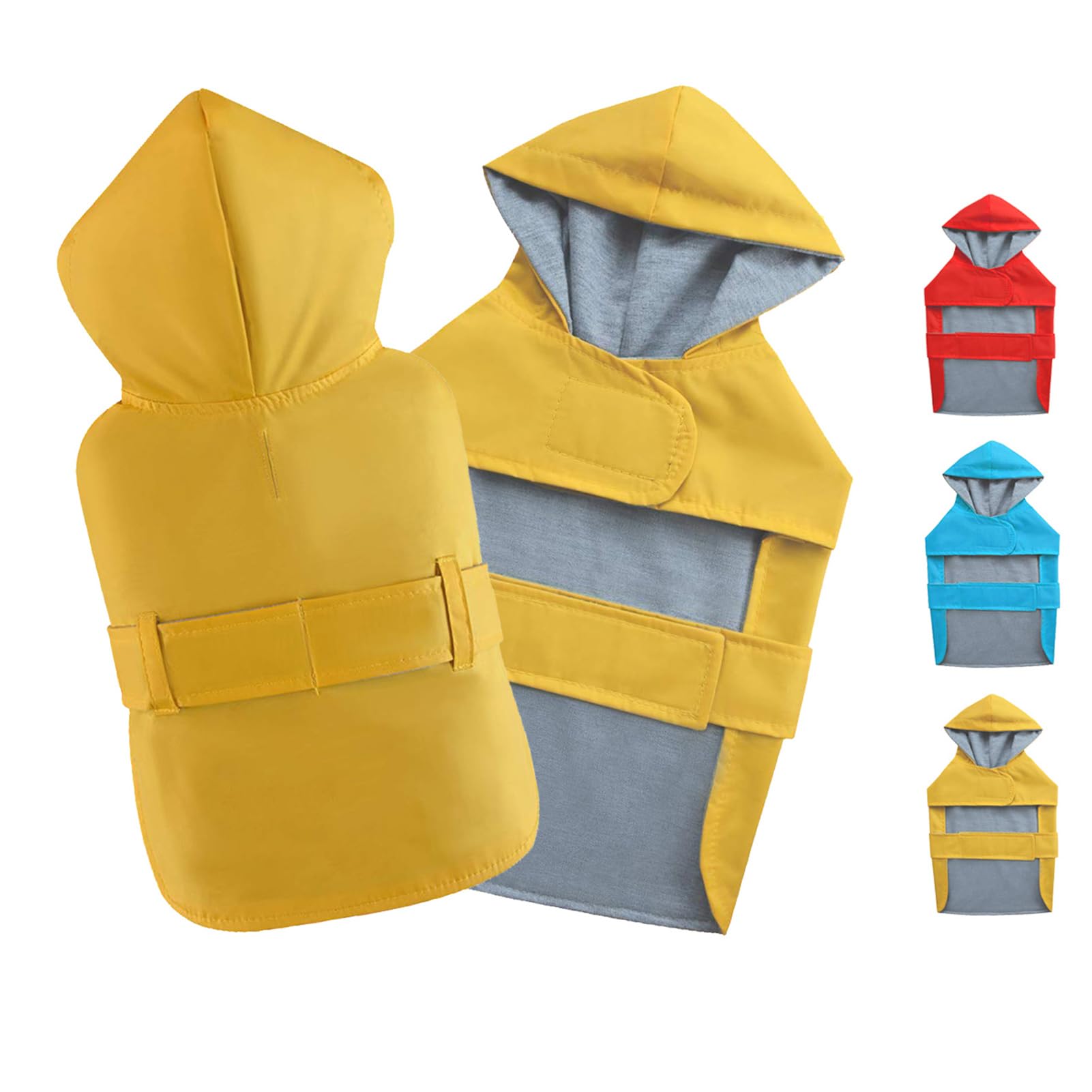 Photo 1 of BECNBEAU Dog Raincoat Poncho Dog Rain Jacket Double Layer Winter Warm Waterproof Cotton Lining Hooded Leash Hole Adjustable Pet Rain Suit Puppy Small Medium Dogs,Yellow,M
