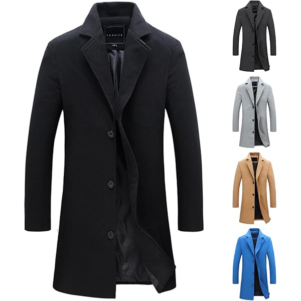 Amazon.com: Men's Long Peacoat Big and Tall Trench Coat