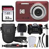 Kodak PIXPRO FZ55 Digital Camera (Red) + 32GB Memory Card + Point and Shoot Camera Case + Extendable Monopod + Lens Cleaning Pen + LCD Screen Protectors + Table Top Tripod Ultimate Bundle