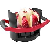 OOKUU Apple Slicer Corer, [Large Size] 8-Blade Heavy Duty Apple Cutter with Base, [Upgraded] Cut Apples All The Way Through, Stainless Steel Ultra-Sharp Blade, Fruit &amp; Vegetable Divider, Wedger, Red
