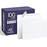 Columbian A9 Mailing Envelopes, 100 Pack, Self Seal White Envelopes for Invitations, Announcements, Photos, and Half Fold Greeting Cards, Premium 24 lb Paper 5.75 x 8.75 Inches