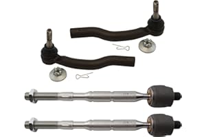 TRQ Front Inner and Outer Tie Rod Set 4 Piece Compatible with 2011-2017 Lexus CT200h 2010-2015 Toyota Prius 12-15 Prius Plug-In