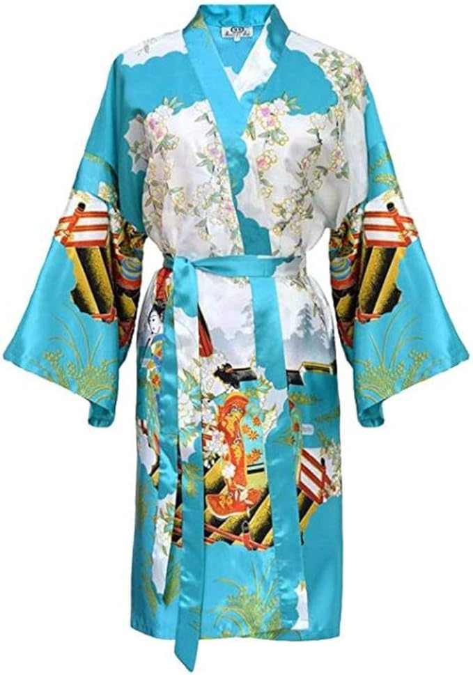 Kimono Mujer japonesa bata larga elegante de satén Amazon.es Ropa y