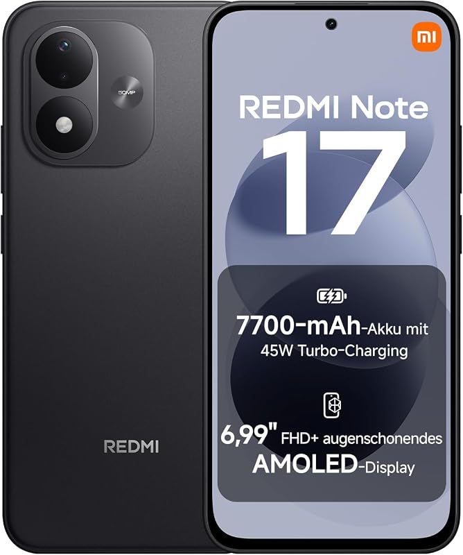 REDMI Note 17, Smartphone 4+128 GB, Black, 7700 mAh Akku