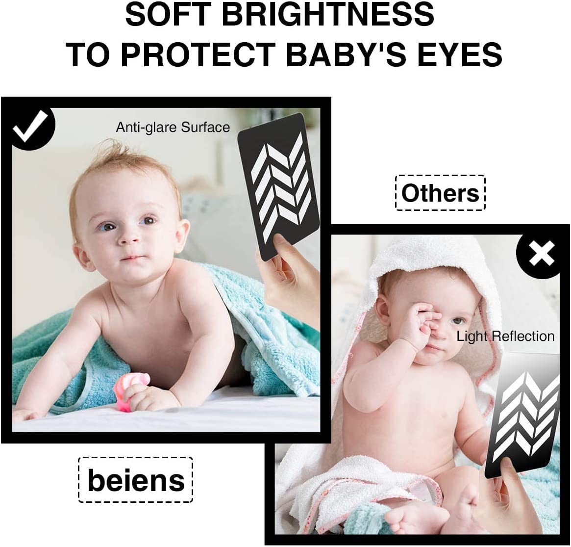 beiens High Contrast Baby Flashcards, Black White Color Newborn Brain Development Toys, Visual Stimulation Learning Activity Cards, Educational Infants Gift (Black & White(for 0-3 Months))