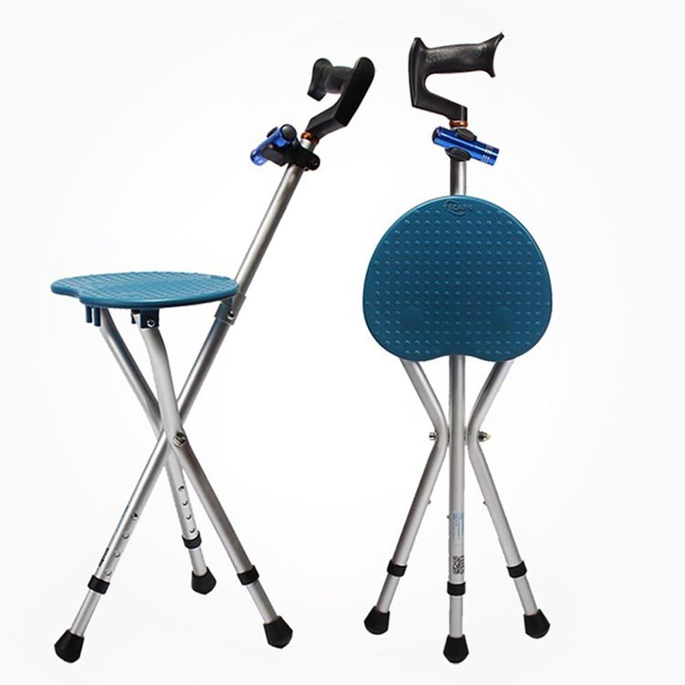 GZYYY Canes Stool for Men and Women Fashionable Collapsible Walking Cane with Seat Attached Three Tips Prongs Heavy Duty Adjustable Folding Light Weight with Lights and T Handle Aluminum