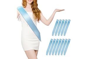MDOZQ 12 Pcs Sash Blank Satin Sash Party Decorations Plain Sash Light Blue Sash Sashes for Pageants Sashes for Birthday, Wedding, Graduation, DIY, Beauty Pageant, Hen Party, Homecoming, Make Your Own Sash