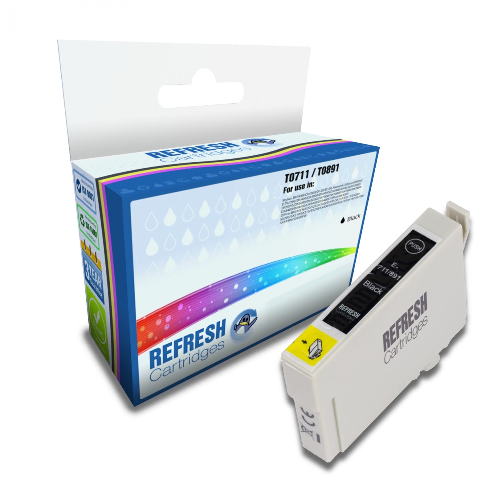 Refresh Cartridges Full Set of 4 Remanufactured Ink Cartridge Replacement for Epson Ink Cartridges (T0711 / 2/3 / 4)